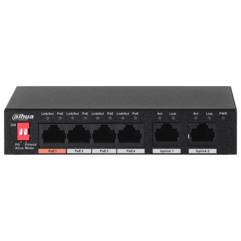 Dahua Technology PFS3006-4ET-60 switch unmanaged L2 Fast Ethernet (10/100) Power over Ethernet (PoE) nero