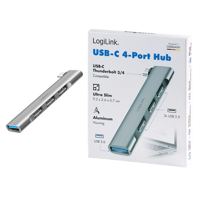 Hub LogiLink USB 3.2 Gen1 4 porte USB-C 1x USB3.0 AF 3x USB2.0 AF UA0437