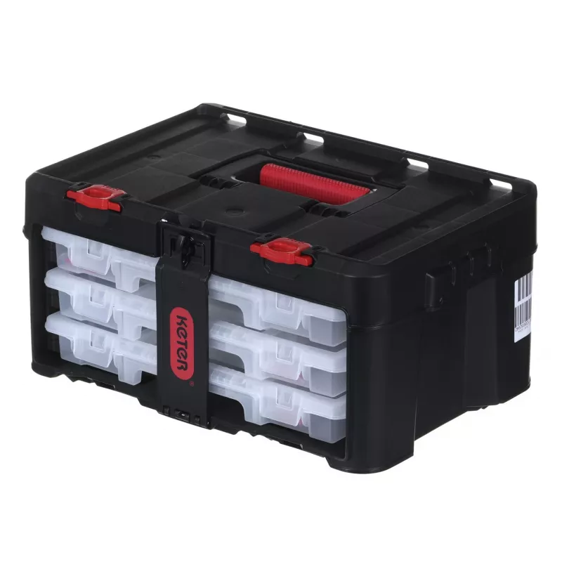 Cassetta per utensili KETER Stack'N'Roll (17210831/253380) con 3 organizer nero