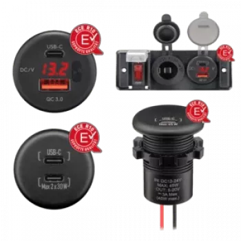 RAM Mounts Caricabatterie da incasso con terminali a filo libero USB-A/USB-C (560001)