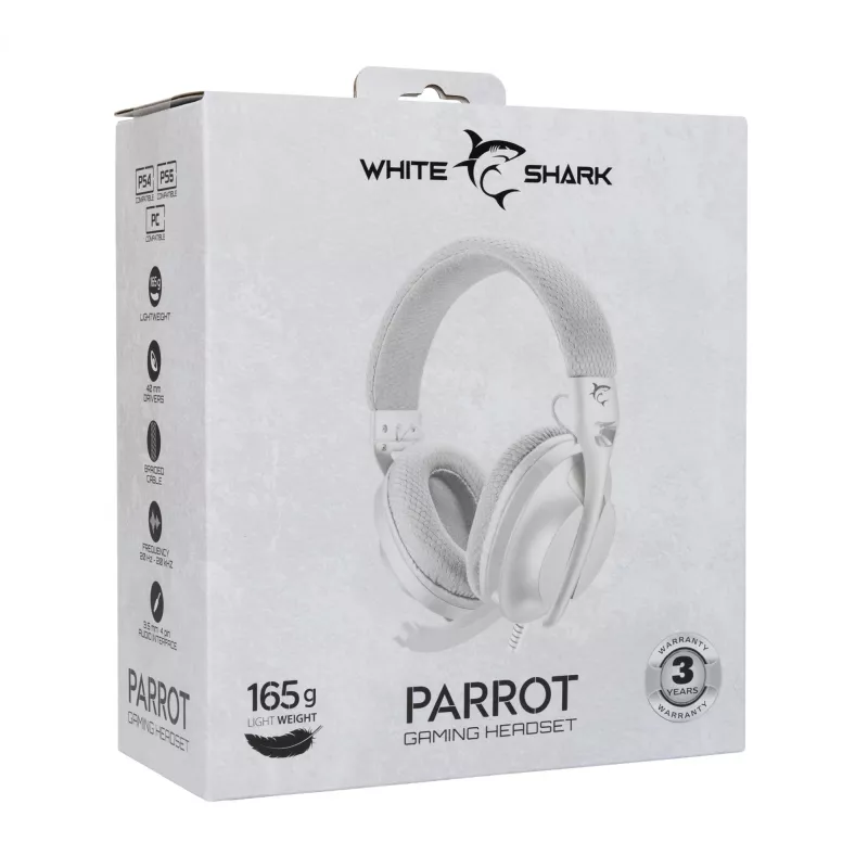 Cuffie White Shark GH-2440 Parrot bianco/grigio