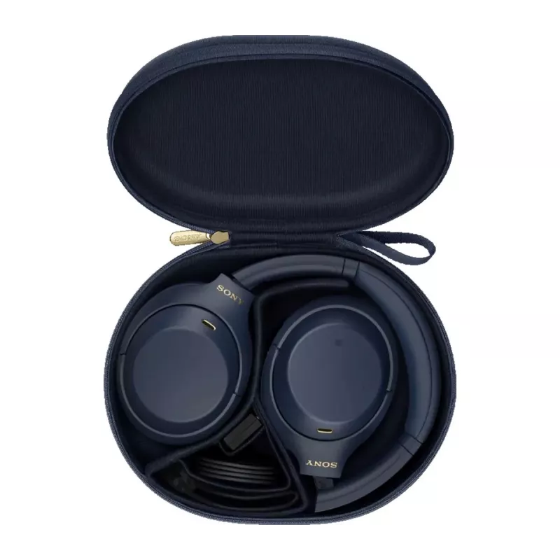 Cuffie Sony WH1000XM4L.CE7, circumaurali, con filo e senza fili (Bluetooth, USB-C), blu, archetto
