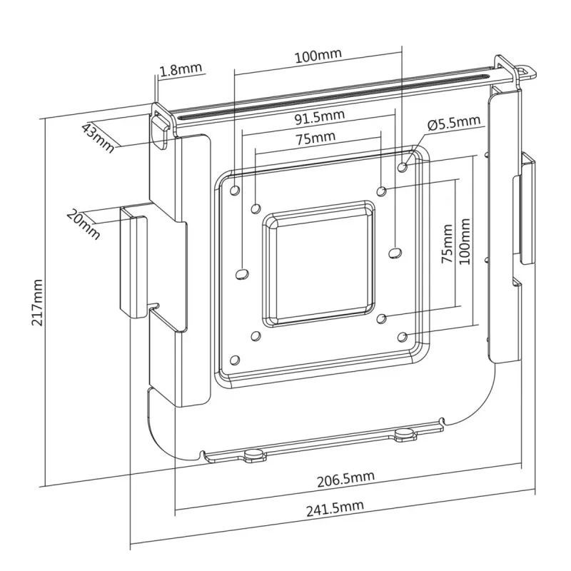 Supporto a parete/per monitor MACLEAN MC-473 VESA 75x75 100x100 compatibile con Mac Mini (2014 e successivi)