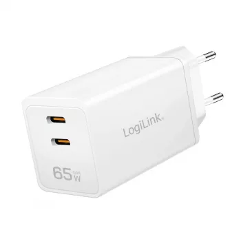 Adattatore presa USB doppio 65W, 2xUSB-C, bianco