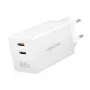 Adattatore presa USB doppio 65W, 2xUSB-C, bianco