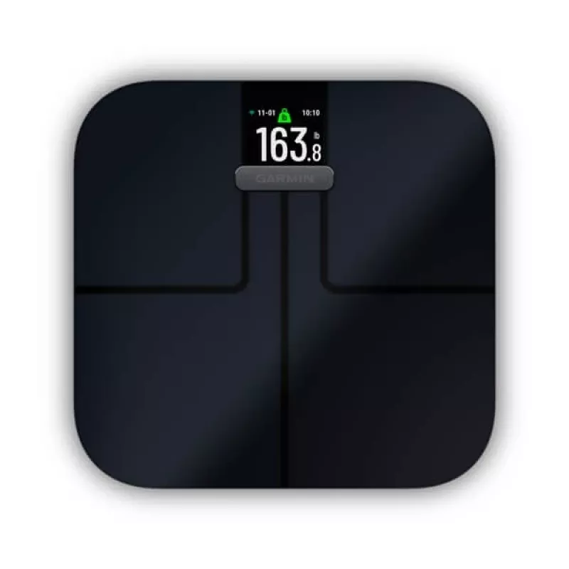 Bilancia pesapersone elettronica GARMIN Index S2 — nera, max. 181,4 kg, Wi-Fi/Bluetooth, composizione corporea