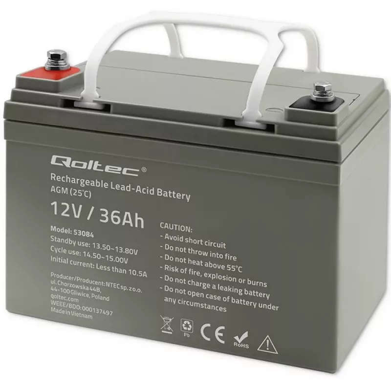 Batteria sigillata AGM per UPS QOLTEC 53084 12V 36Ah LongLife