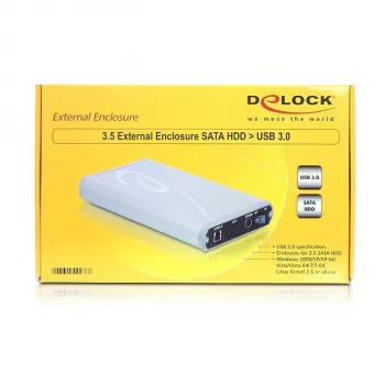 DeLOCK 8,90 cm (3.5) case esterno SATA HDD a USB3.0 - Case di archiviazione - 8,9 cm (3.5) - S-ATA2 - 300MBps - SuperSpeed USB (42478)