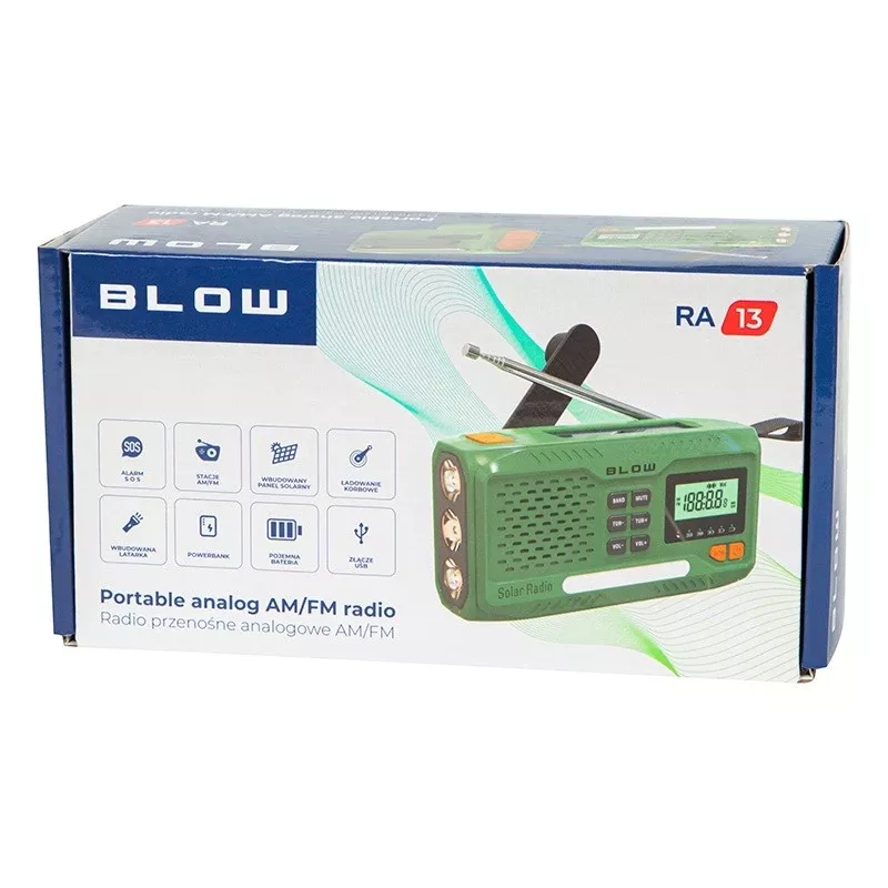 Radio portatile AM/FM solare BLOW RA13 77-551# – leggera, ricarica solare senza batterie