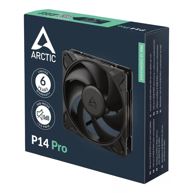 ARCTIC P14 Pro ventola PWM da 140 mm, ventola, 14 cm, 400 U/min, 2500 U/min, 186 m³/h, nero