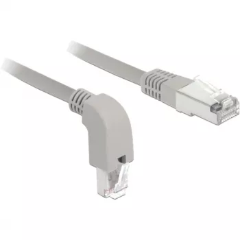 DeLOCK - cavo patch - RJ-45 (M) angolato verso il basso a RJ-45 (M) - 50cm - S/FTP - CAT 6a - schermato, senza alogeni - grigio (85873)