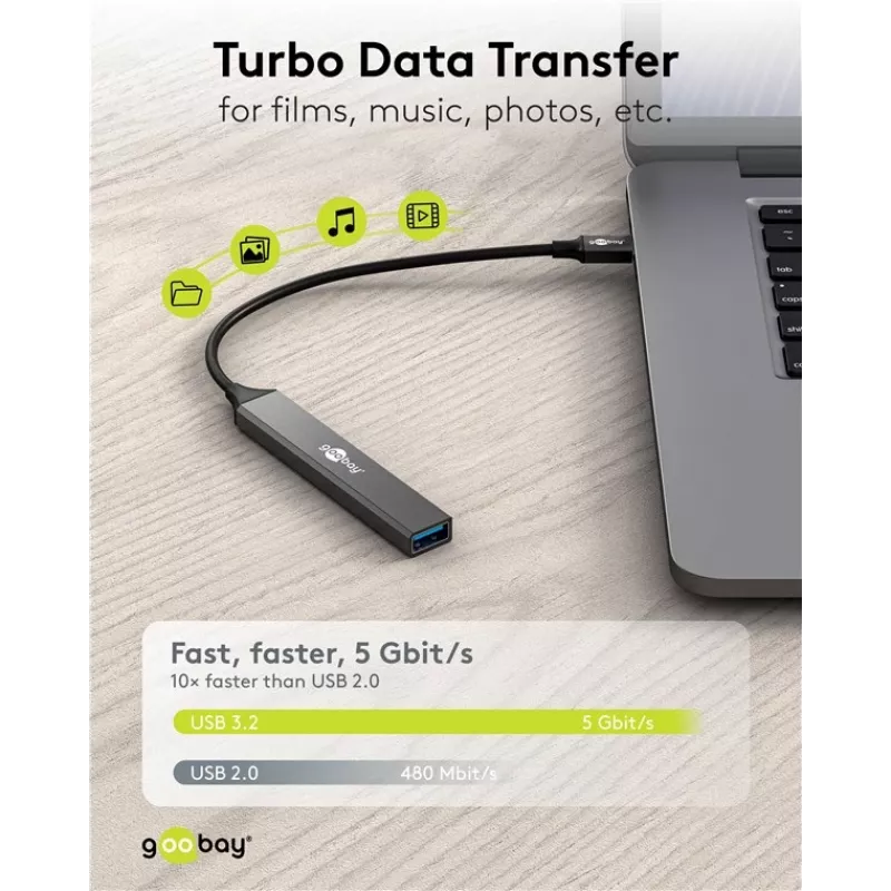 Hub USB Goobay Slim a 5 porte, USB-C™ a USB-C™/USB-A, USB 3.2 (74460)