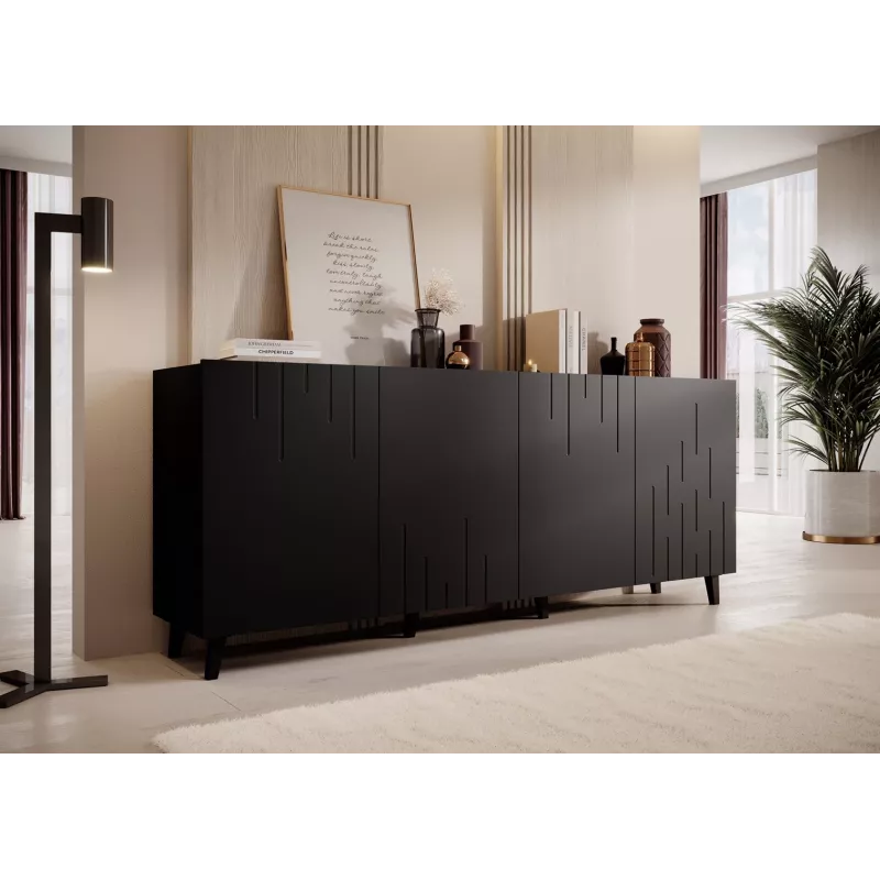 BARI Cassettiera 200x42x82 nero opaco