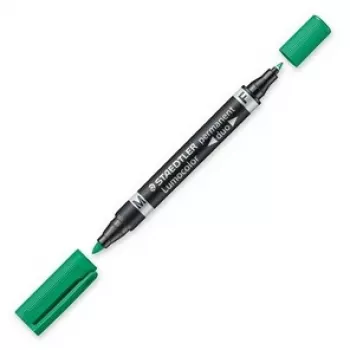 Pennarello permanente Staedtler Lumocolor Duo punta fine/punta a scalpello verde