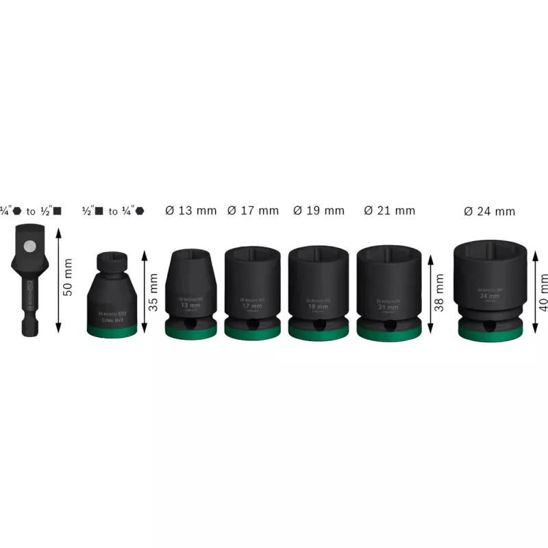 Set di bussole Bosch Powertools PRO 1/2 pollice 7 pezzi nero