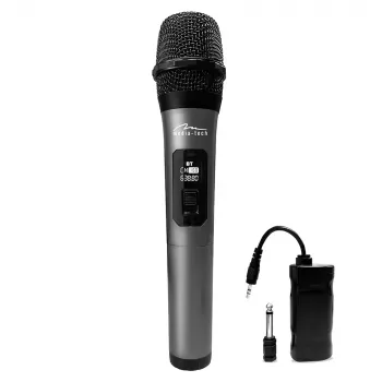 Microfono karaoke MEDIA-TECH MT398 wireless, USB-C, a batteria, portata 20 m, nero