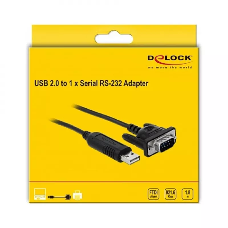 Cavo seriale DeLOCK 66282 nero 1,8 m RS-232 USB Type-A