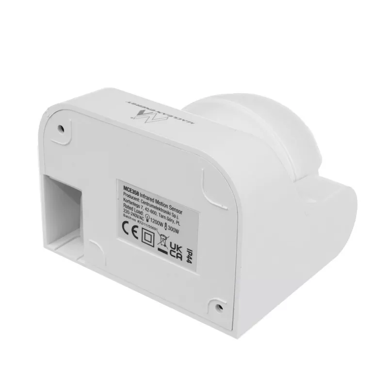 Rilevatore di movimento MACLEAN MCE358 W — sensore PIR di presenza, bianco