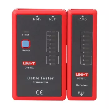 Tester per cavi di rete Unit UT681L per connettori RJ45 e RJ11, verifica di continuità e cablaggio