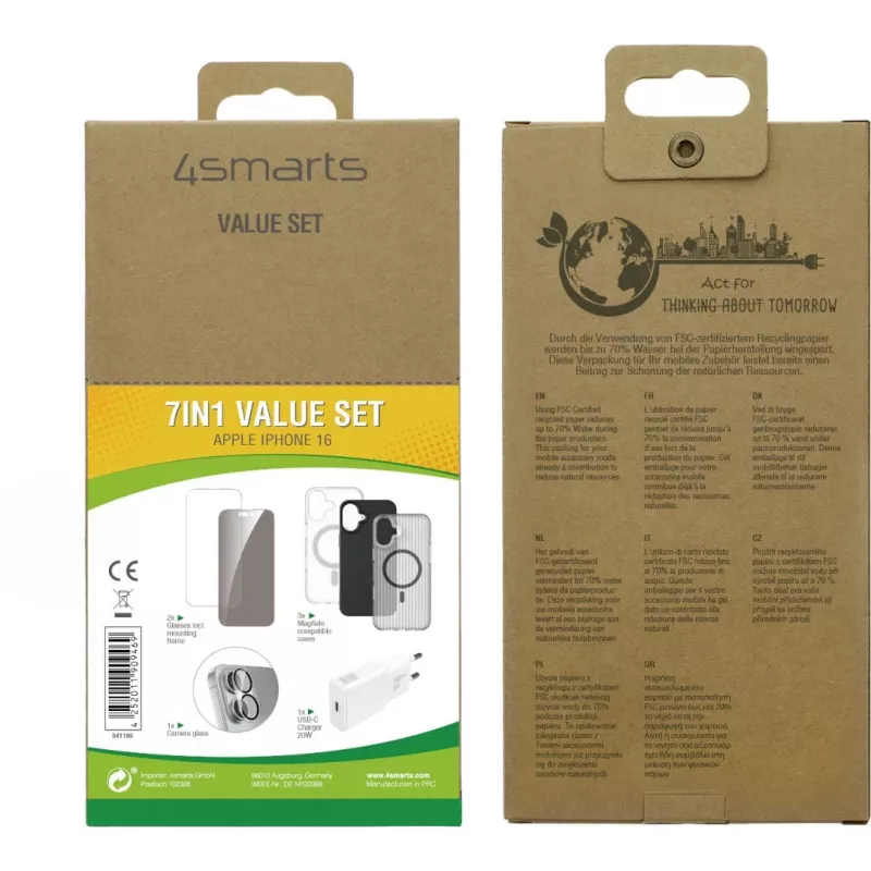 4smarts set valore 7in1 per Apple iPhone 16 compatibile MagSafe
