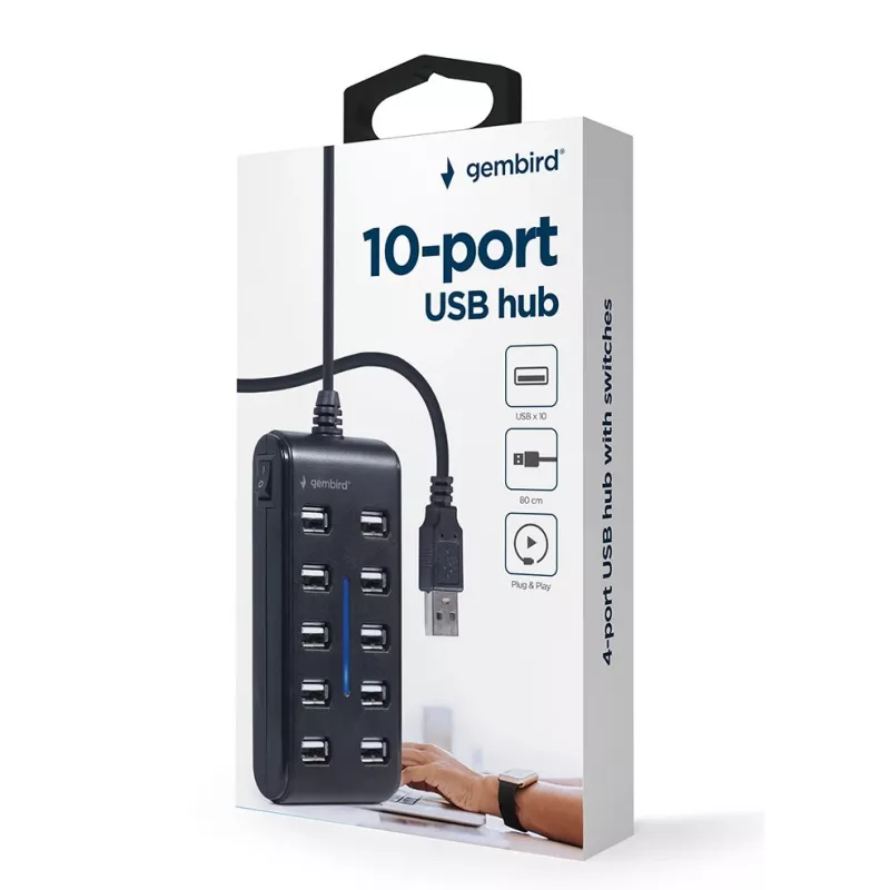 Hub USB Gembird UHB-U2P10P-01 — hub USB 2.0 a 10 porte