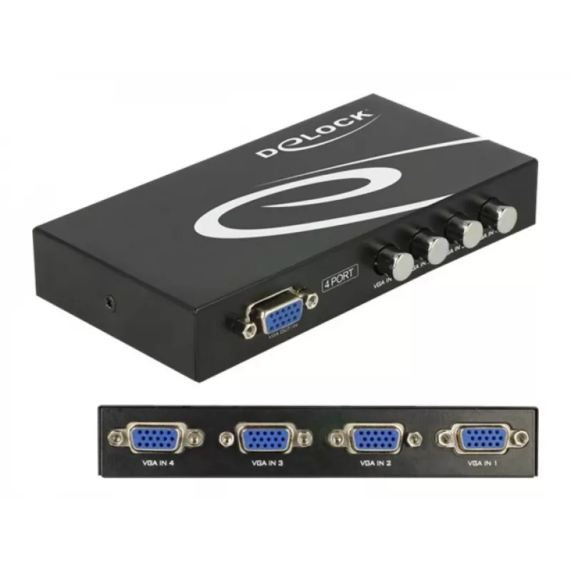 Switch DeLock VGA 4 porte manuale bidirezionale - Selettore monitor - 4 x VGA - desktop (87635)