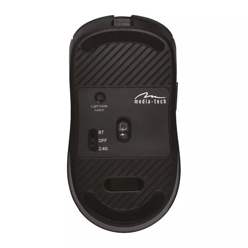 Mouse senza fili MEDIA-TECH MT1124 BT/RF Silent & Recharge — ambidestro, 3200 DPI, Bluetooth + 2,4 GHz USB, 6 tasti, ricaricabile