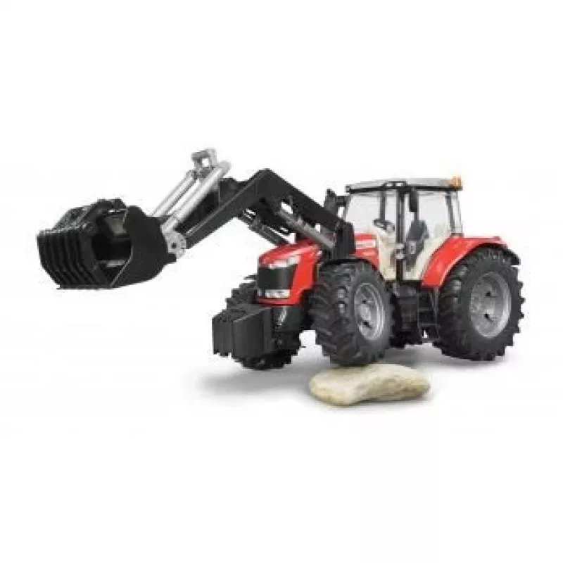 Trattore giocattolo BRUDER Massey Ferguson 7624 con caricatore frontale, rosso, per bambini da 3 anni
