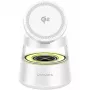 Caricabatterie wireless 4smarts Qi2 Aura Sound bianco – ricarica wireless rapida Qi2, altoparlante integrato