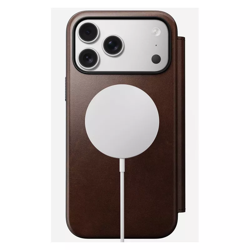 Custodia per cellulare Nomad Modern Leather Folio Cover per iPhone 17 Pro Max — marrone, pelle, schermo da 6,3
