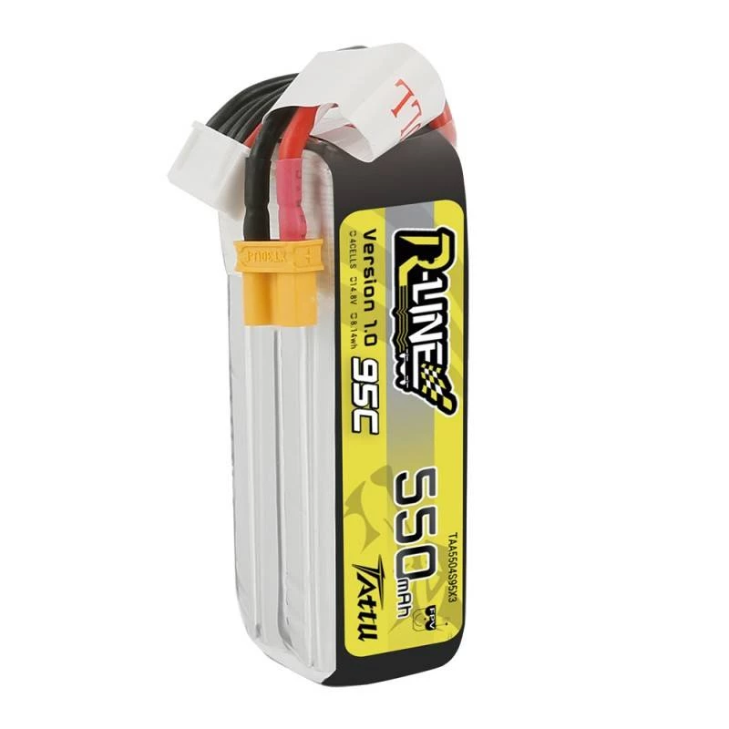 Batteria Tattu R-Line 550mAh 14,8V 95C 4S1P — pacco LiPo per modelli RC