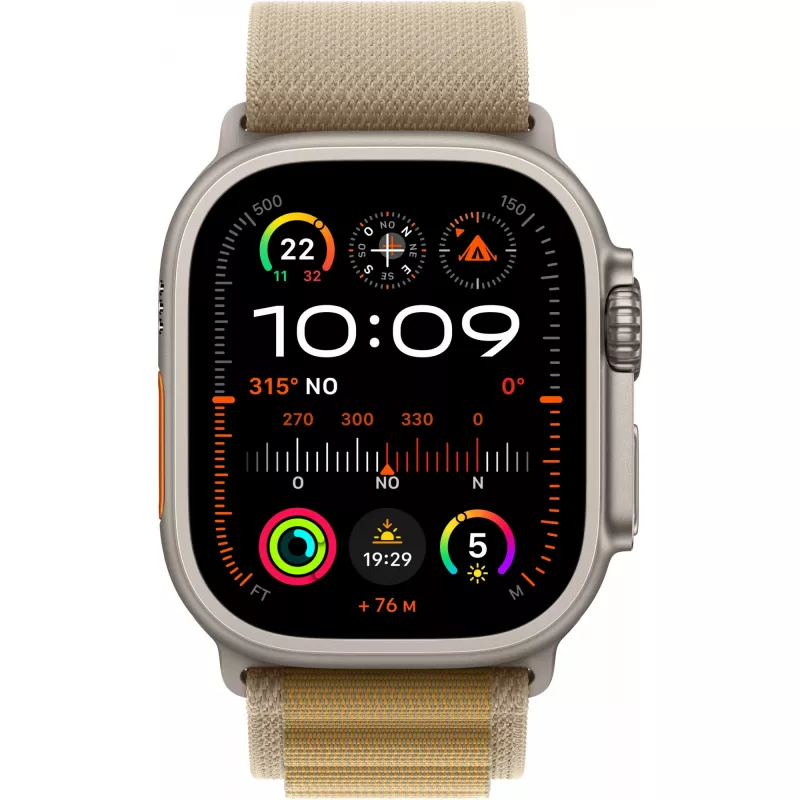 APPLE Watch Ultra 2 GPS + Cellular 49mm cassa in titanio naturale con cinturino Alpine tan - Large