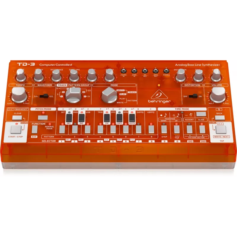 Behringer TD-3-TG sintetizzatore analogico di linee di basso, arancione trasparente
