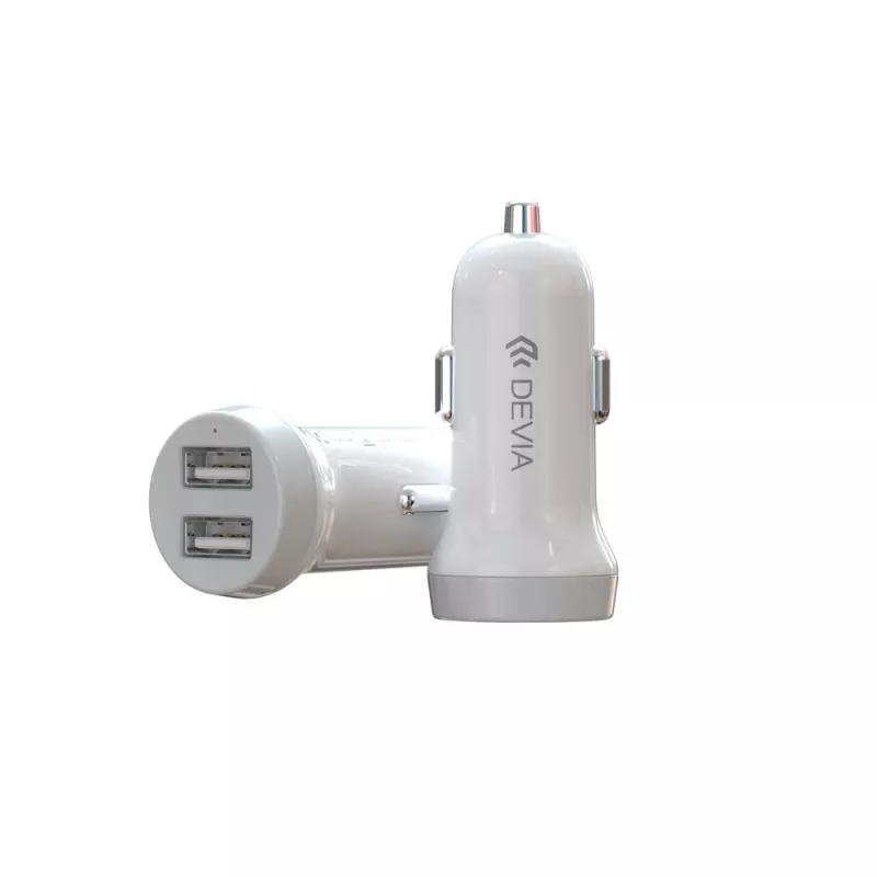 Caricabatterie da auto Devia Smart Series Lightning 5V 3,1A Dual USB bianco