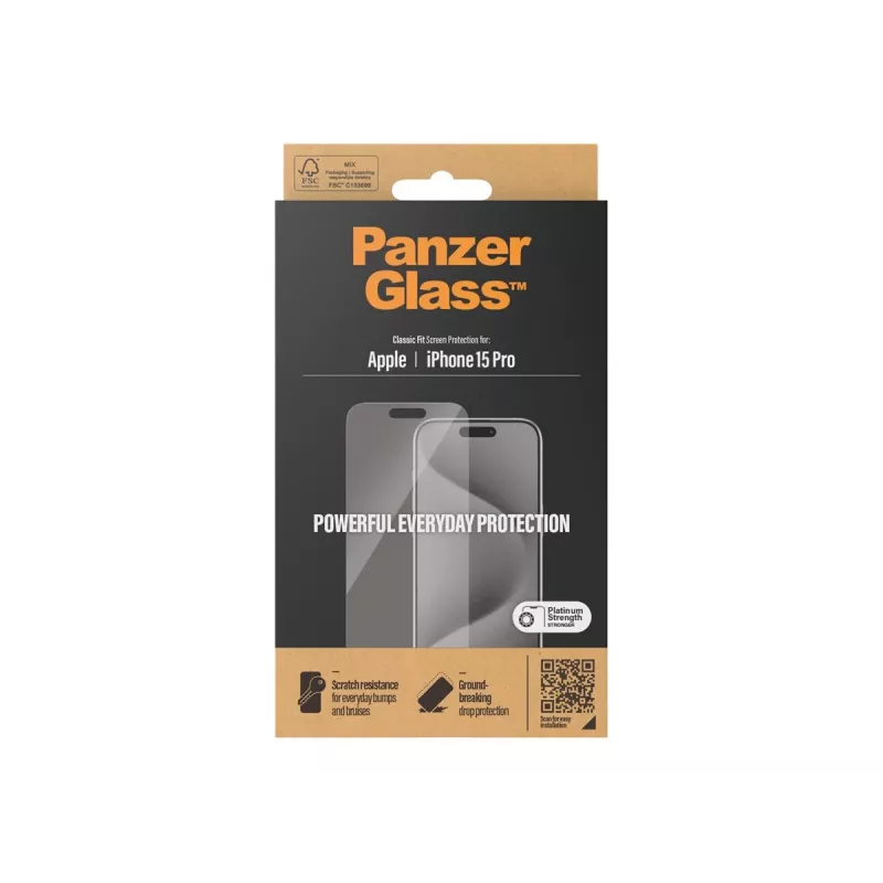 PanzerGlass® pellicola protettiva per display iPhone 15 Pro | Classic Fit