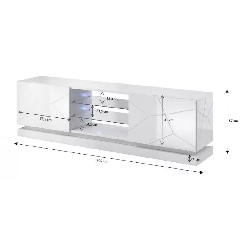 Mobile TV Cama QIU 200 MDF bianco lucido/bianco lucido