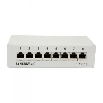 Patch panel 8xTP, CAT6A, 500 MHz, montaggio a parete, grigio chiaro, Syner (S216314)