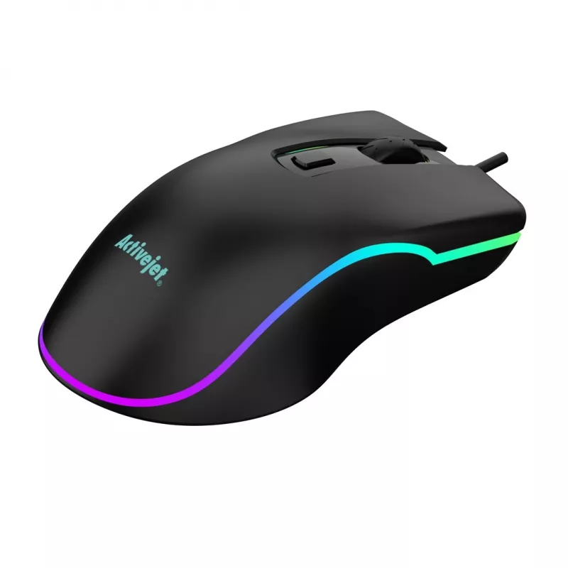 Mouse da gaming cablato riscaldato ActiveJet AMY-W390 — ambidestro, ottico 2000 DPI, USB Type-A, 4 tasti, nero