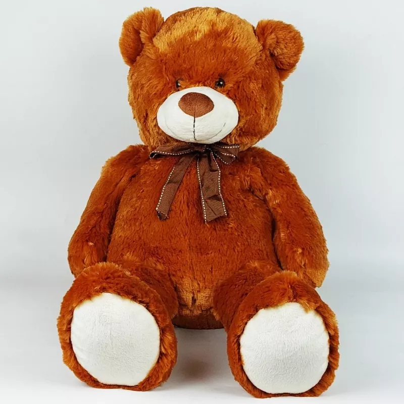 Peluche mascotte orsetto con fiocco 70 cm marrone