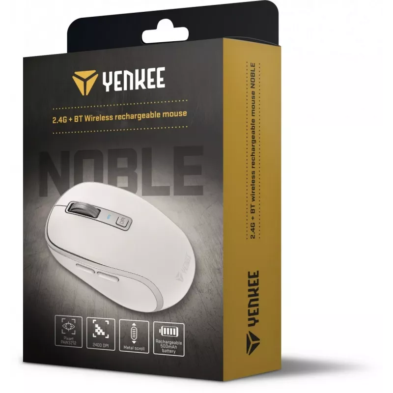 Mouse wireless DUAL WiFi+Bluetooth, batteria ricaricabile, 5 tasti