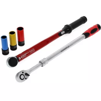 Set di attrezzi per cambio ruota Gedore R69003000 — assortimento di chiavi dinamometriche da 5 pezzi, nero/rosso