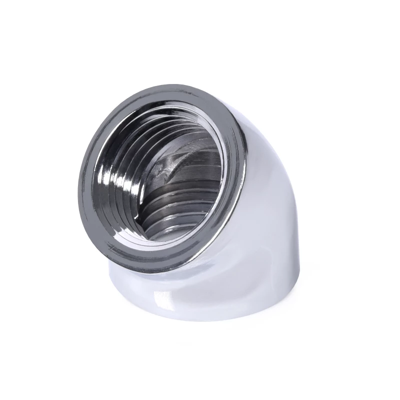 Alphacool 17593 raccordo per tubo a 45°, G1/4 femmina su G1/4 femmina, cromato