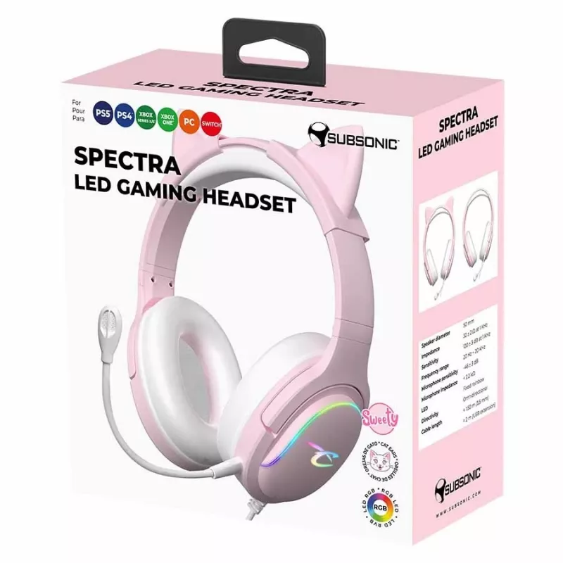 Cuffie Subsonic Spectra LED Gaming Headset Sweety rosa