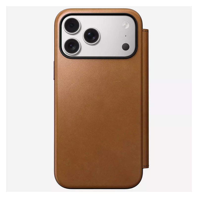 Custodia folio per cellulare Nomad Modern Leather Folio per iPhone 17 Pro Max – Tan, per schermi fino a 17,5 cm (6,9 pollici), 4 scomparti per carte