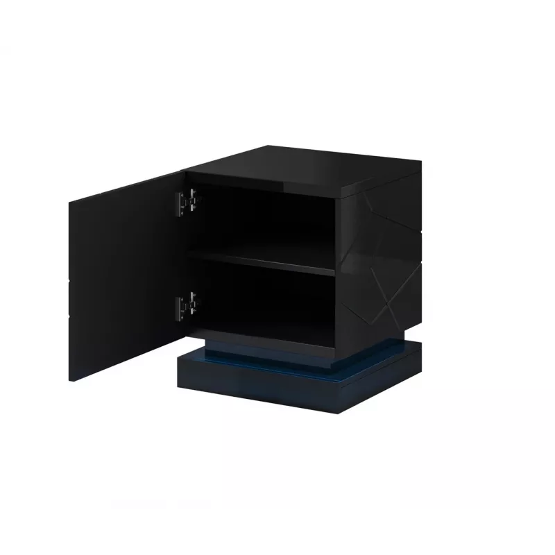Set comodini 2 pezzi Cama QIU, MDF, nero lucido, 46×41,5×53 cm