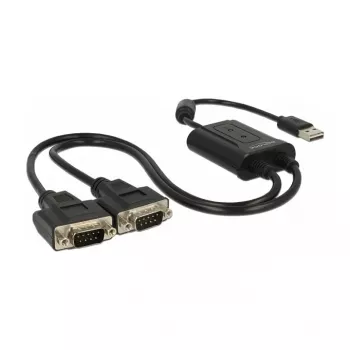 Cavo seriale DeLOCK 63950 USB 2.0 Type-A 2 x RS-232 DB9 nero 0,6 m
