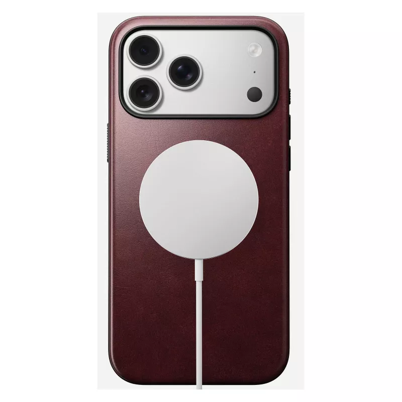 Custodia in pelle Nomad Modern per iPhone 17 Pro Max (6,9 pollici) – bordeaux, pelle+TPU+PC
