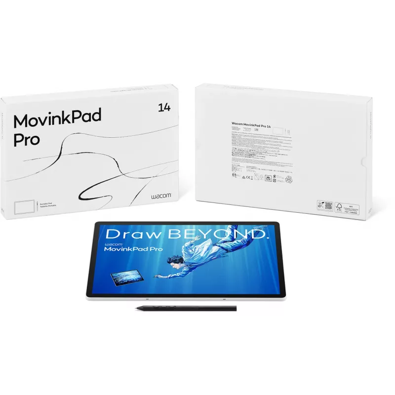 Wacom MovinkPad Pro 14, con filo e senza fili, 5080 lpi, 302 x 189 mm, USB/Bluetooth, 1 cm, penna