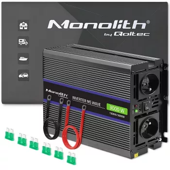 Inverter QOLTEC Monolith 3000 MS Wave, 12V→230V, 1500/3000W, con USB