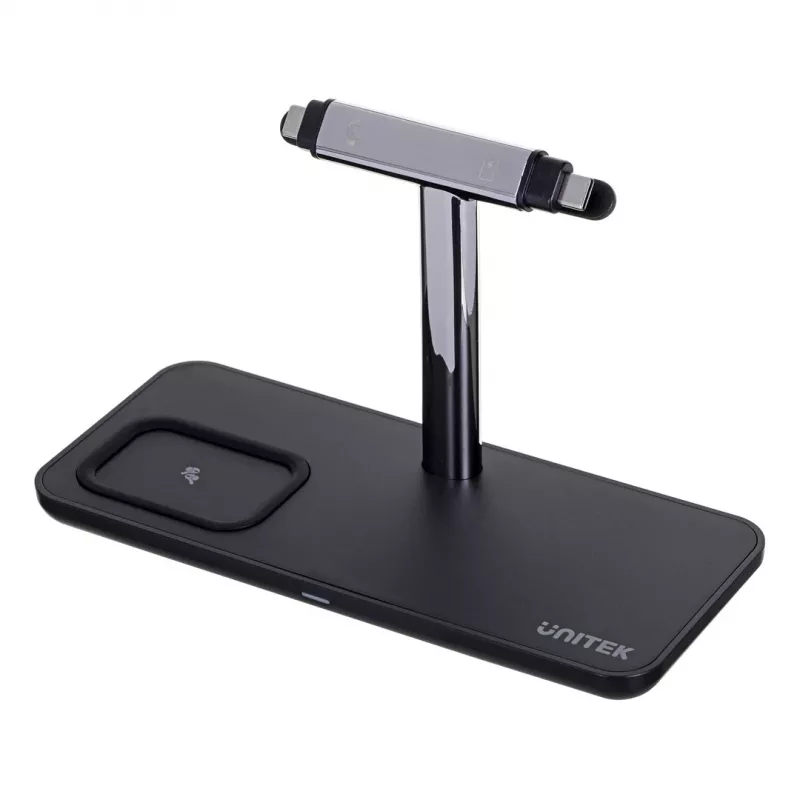 Stazione di ricarica a sé stante UNITEK P1212A 15 W wireless ABS nero argento
